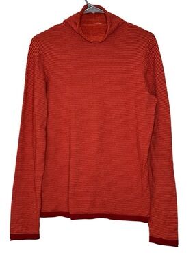 Title Nine Synergy Striped Red Orange Turtleneck Sweater